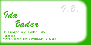ida bader business card